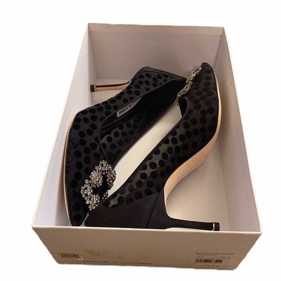 Manolo Blahnik Hangisi Polka Dot Mesh Heels Pump - Picture 2 of 10